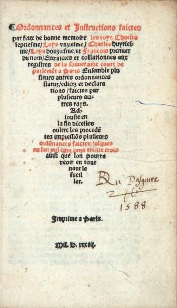 ORDONNANCES. - Ordonnances et Instructions...