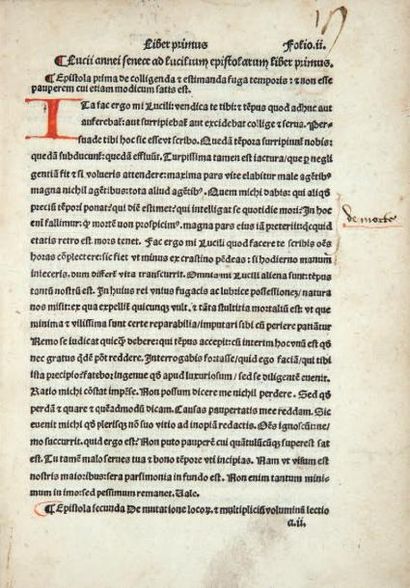 SENEQUE
Epistole senece. [Au colophon]: Paris,...