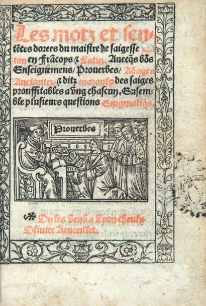 CATON (Dionysius)
Les motz et senteces dorees...