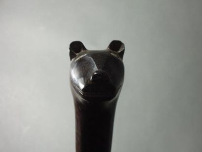 Canne à pommeau en tête de canidé, Dahomey
Bois...