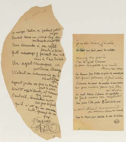 LARRONDE Olivier. POÈME AUTOGRAPHE SUR NAPPE...