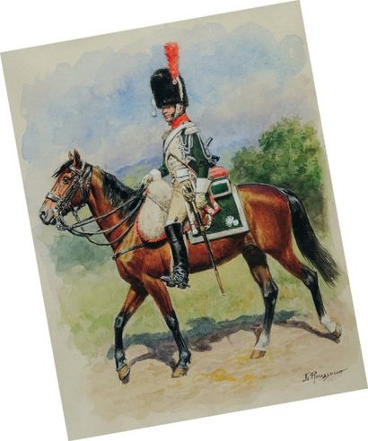 Guide à Cheval, Premier Empire. Aquarelle...