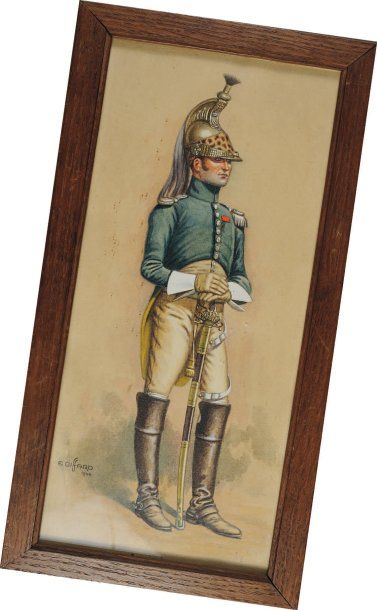 Officier de dragons en pied Premier Empire...