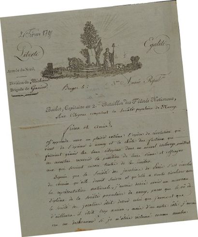 Lettre autographe signée du capitaine Bachot...