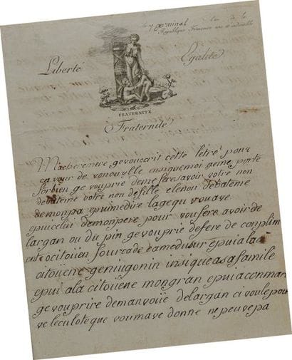 Lettre autographe signée Antoine Dejean datée...