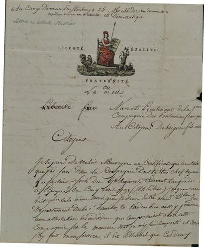 Lettre autographe signée du lieutenant Nanot...