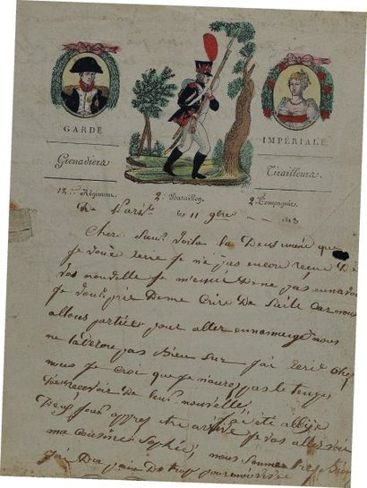 Lettre autographe signée d'un grenadier tirailleur...