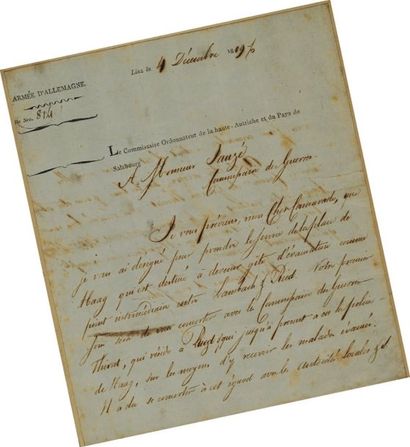 Lettre du Commissaire ordonnateur de la Haute...