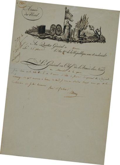 Lettre du Général de Division Moreau (Jean-Victor),...