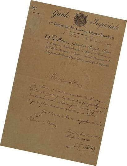 Lettre Autographe Signée du colonel Édouard...