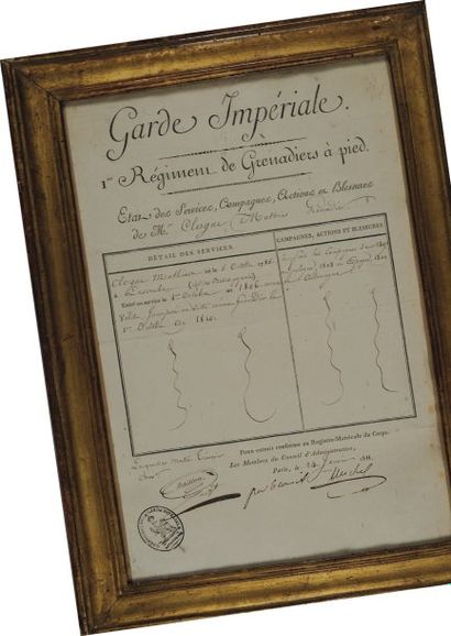 État de services du 1er Régiment des Grenadiers...