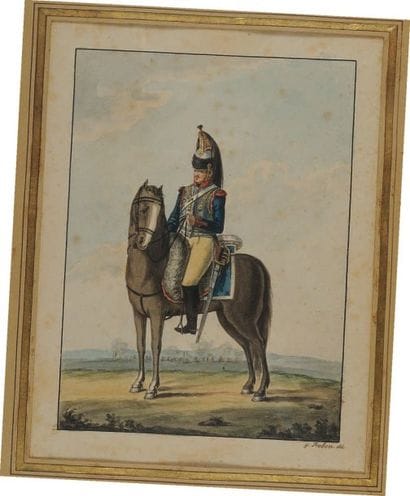 Cuirassier 1er Régiment, aquarelle, Premier...
