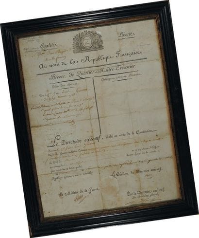 Brevet de Quartier-maître trésorier, an 5....