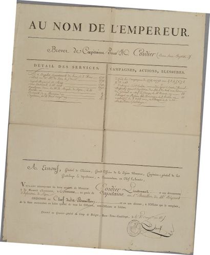 Brevet de capitaine pour Monsieur Cordier,...