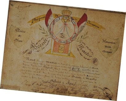 Brevet de maître du 5e Régiment de Cuirassiers,...