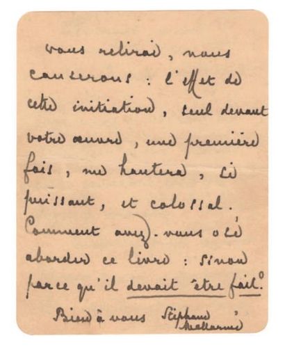 MALLARMÉ (Stéphane) (1842-1898)

Carte autographe...