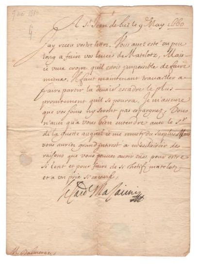 MAZARIN (Jules cardinal de) (1602-1661)

Lettre...