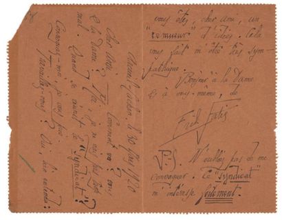 SATIE (Erik) (1866-1925)

Lettre autographe...
