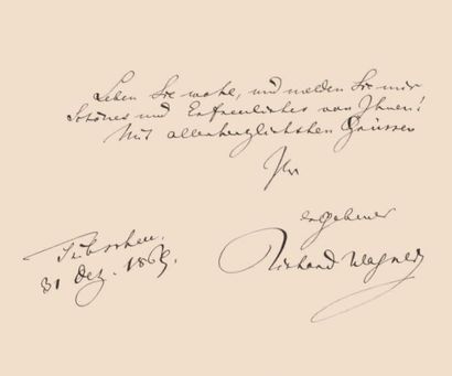 WAGNER (Richard)

Lettre autographe signée,...