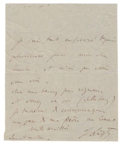 LISZT (Franz) (1811-1886)

L.A.S. «F. Liszt»...