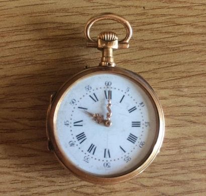 1 montre à gousset en or 750 millièmes. Chiffres...