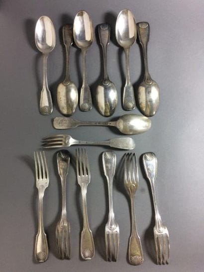 1 grand couvert uni plat en argent 950 millièmes....