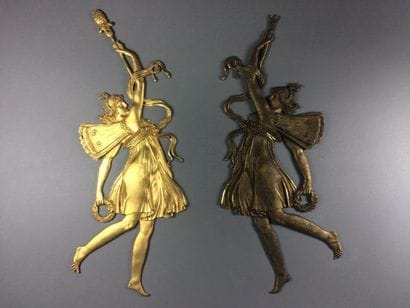 Paire de bronze dorés, appliques de meubles...