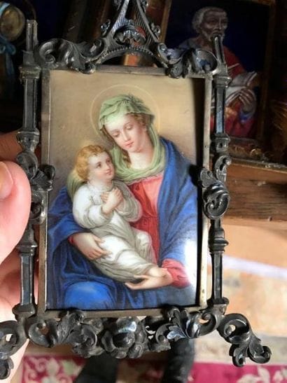 Vierge à l'enfant, porcelaine émaillée