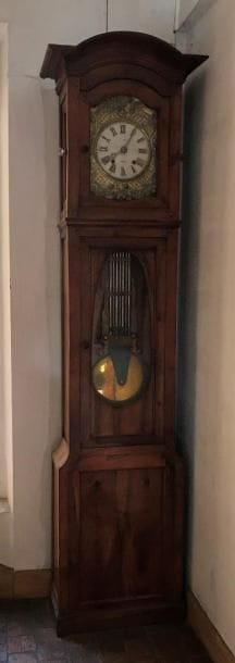 Grande horloge de parquet en agine et large...