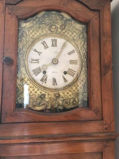 Grande horloge de parquet en agine et large...