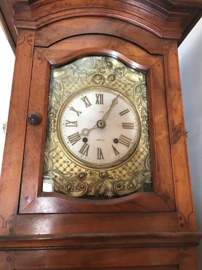 Grande horloge de parquet en agine et large...