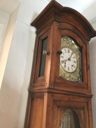 Grande horloge de parquet en agine et large...
