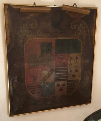 Armoirie, huile sur toile (accidents)
