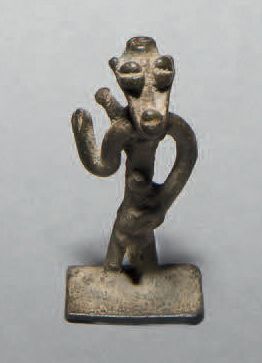 Lot de trois bronzes Akan, Côte d'Ivoire.
A....