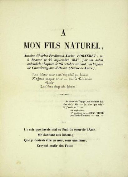 FORNERET (Xavier)
À mon fils naturel. S.l.n.n....