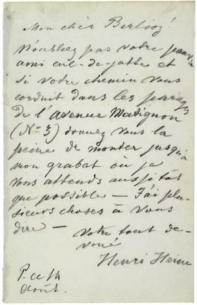 HEINE (Henri)
Lettre autographe signée à...