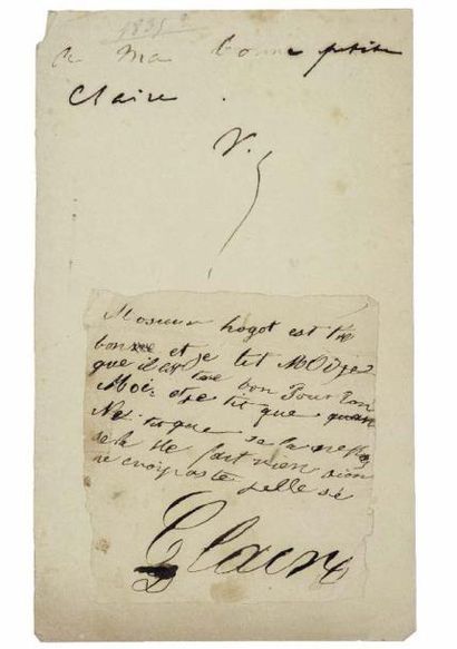 HUGO (Victor)
Lettre autographe signée Totor,...