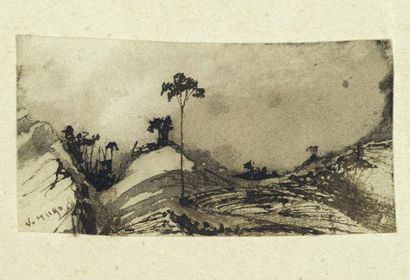 HUGO (Victor)
[Paysage]. Dessin original...