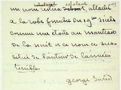 SAND (George)
[À propos de Victor Hugo, L'Année...