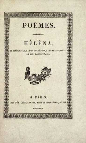 VIGNY (Alfred de)
Poëmes. Héléna, Le Somnambule,...