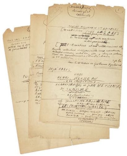APOLLINAIRE Guillaume
MAQUETTES AUTOGRAPHES...