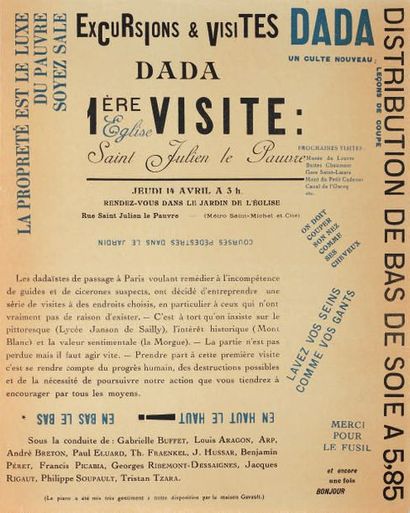 [DADAÏSME]. EXCURSIONS ET VISITES DADA. TRACT-PROGRAMME....