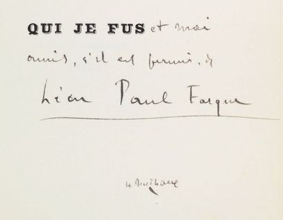 MICHAUX Henry
QUI JE FUS. Paris, NRF, 1927....