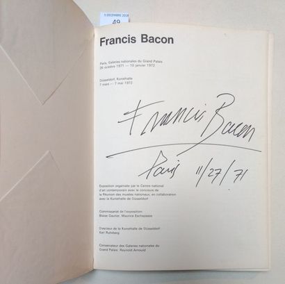 BACON FRANCIS
CATALOGUE. Paris, Galeries...