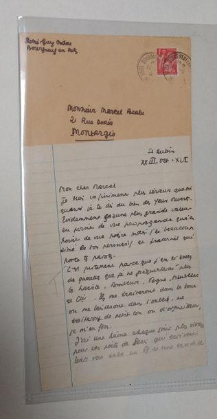 CADOU René-Guy
LETTRE AUTOGRAPHE SIGNÉE À...