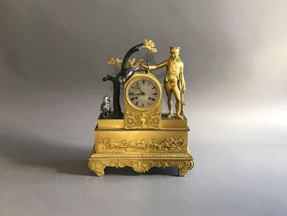 Pendule de cheminée en laiton et bronze,...