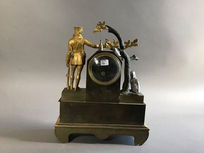 Pendule de cheminée en laiton et bronze,...