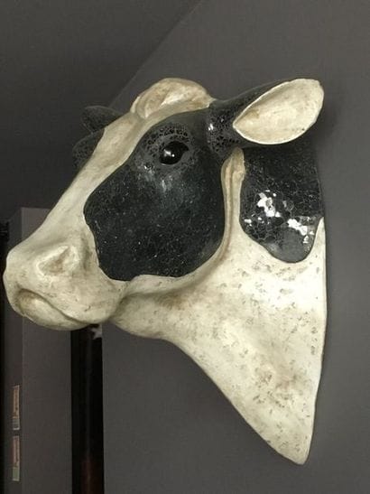 Tete vache pailletée, imitation trophée de...