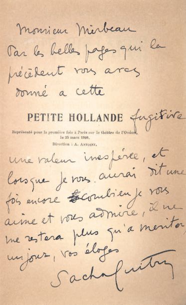 GUITRY (Sacha)
RECTIFICATIF : Reliure moderne
Petite...