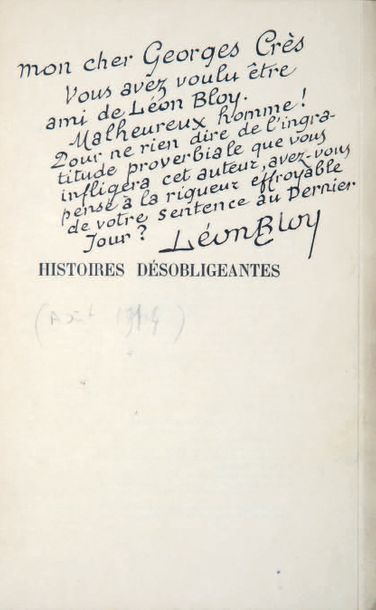 BLOY (Léon)
Histoires désobligeantes. Paris,...